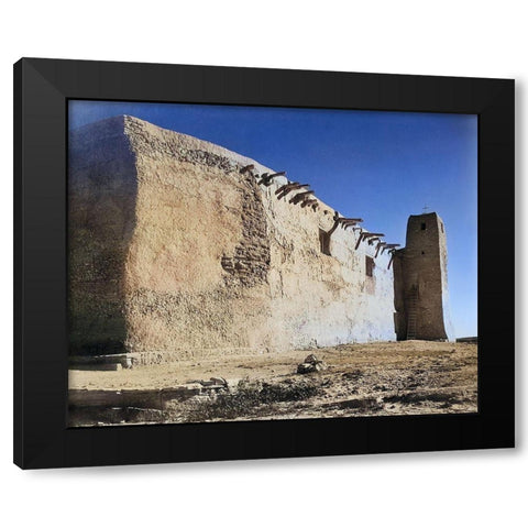 Church Side Wall and Tower-Acoma Pueblo-New Mexico Color Black Modern Wood Framed Art Print with Double Matting by Adams, Ansel