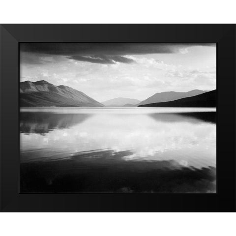 Evening, McDonald Lake, Glacier National Park, Montana - National Parks and Monuments, 1941 Black Modern Wood Framed Art Print by Adams, Ansel