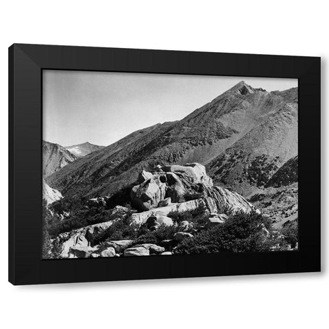 Peak near Rac Lake, Kings River Canyon, proposed as a national park, California, 1936 Black Modern Wood Framed Art Print with Double Matting by Adams, Ansel