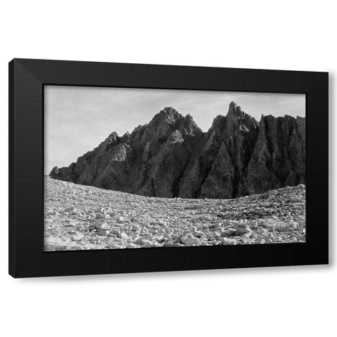 Bishop Pass, Kings River Canyon, proposed as a national park, California, 1936 Black Modern Wood Framed Art Print by Adams, Ansel