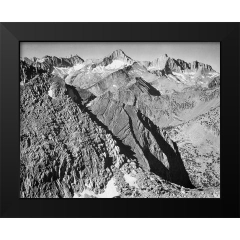 Mt. Brewer, Kings River Canyon,  proposed as a national park, California, 1936 Black Modern Wood Framed Art Print by Adams, Ansel