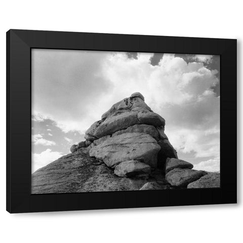 Rock and Cloud, Kings River Canyon,  proposed as a national park, California, 1936 Black Modern Wood Framed Art Print with Double Matting by Adams, Ansel