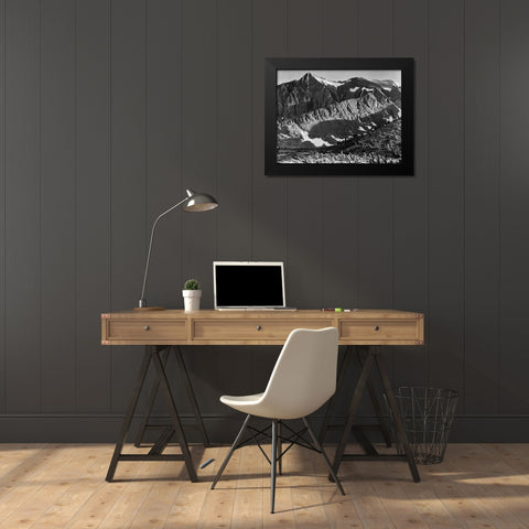 Peak above Woody Lake, Kings River Canyon,  proposed as a national park, California, 1936 Black Modern Wood Framed Art Print by Adams, Ansel