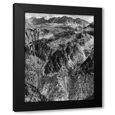 North Palisades from Windy Point, Kings River Canyon, proposed as a national park, California, 1936 Black Modern Wood Framed Art Print with Double Matting by Adams, Ansel