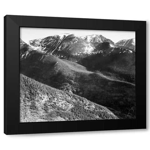 Hills and mountains, in Rocky Mountain National Park, Colorado,  ca. 1941-1942 Black Modern Wood Framed Art Print with Double Matting by Adams, Ansel
