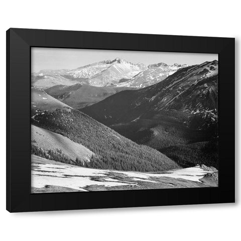 Longs Peak in Rocky Mountain National Park, Colorado, ca. 1941-1942 Black Modern Wood Framed Art Print with Double Matting by Adams, Ansel