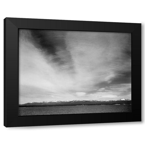 Wider strip of mountains, Yellowstone Lake, Yellowstone National Park, Wyoming, ca. 1941-1942 Black Modern Wood Framed Art Print with Double Matting by Adams, Ansel