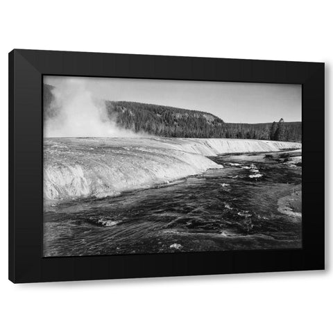 River in foreground, trees behind, Firehold River, Yellowstone National Park, Wyoming, ca. 1941-1942 Black Modern Wood Framed Art Print with Double Matting by Adams, Ansel