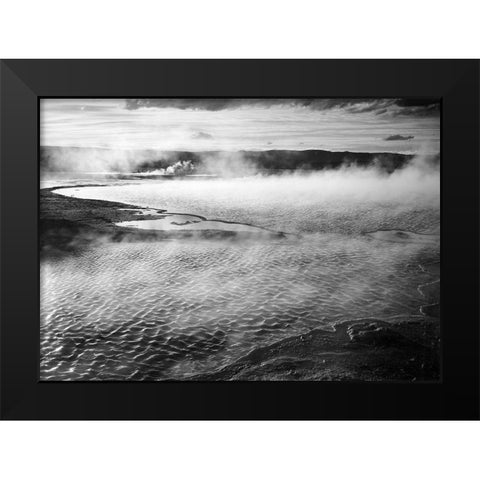 Surface of water presents a different texture in Fountain Geyser Pool, Yellowstone National Park, Wy Black Modern Wood Framed Art Print by Adams, Ansel