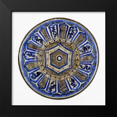 Blue and Black Painted Bowl Black Modern Wood Framed Art Print by Unknown 16th Century Persian Artisan