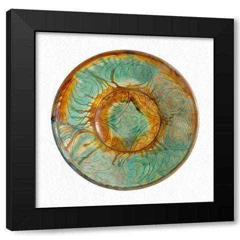 Green and Brown Bowl Black Modern Wood Framed Art Print with Double Matting by Unknown 10th Century Persian Artisan