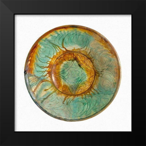 Green and Brown Bowl Black Modern Wood Framed Art Print by Unknown 10th Century Persian Artisan