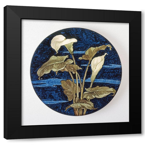 Charger - Calla Lily Pattern Black Modern Wood Framed Art Print with Double Matting by Unknown 19th Century American Artisan
