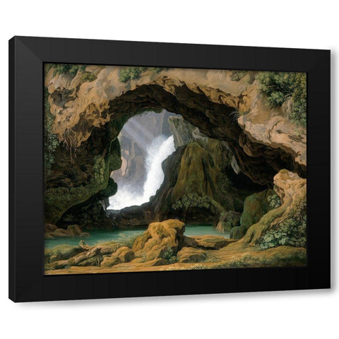 The Grotto of Neptune in Tivoli Black Modern Wood Framed Art Print by von Rohden, Johann Martin