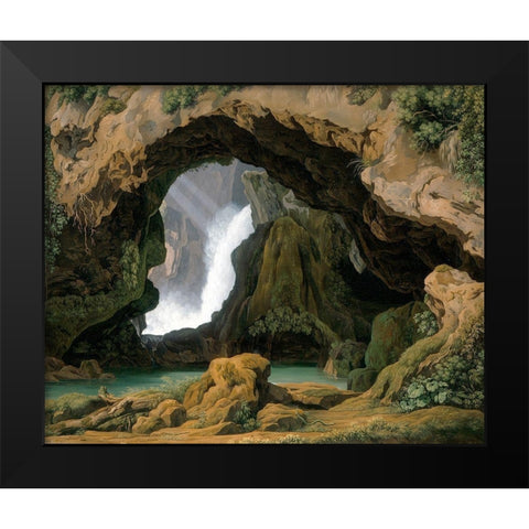 The Grotto of Neptune in Tivoli Black Modern Wood Framed Art Print by von Rohden, Johann Martin