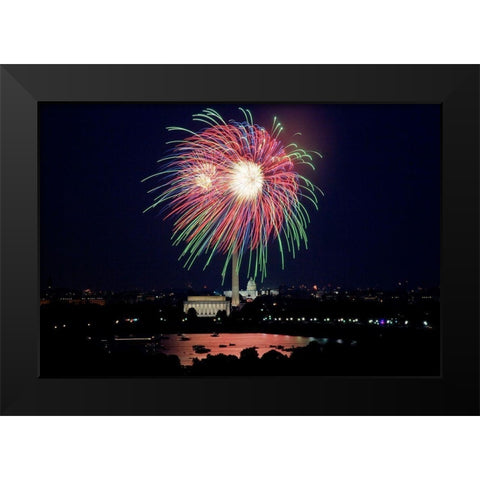 July 4th fireworks, Washington, D.C. Black Modern Wood Framed Art Print by Highmith, Carol