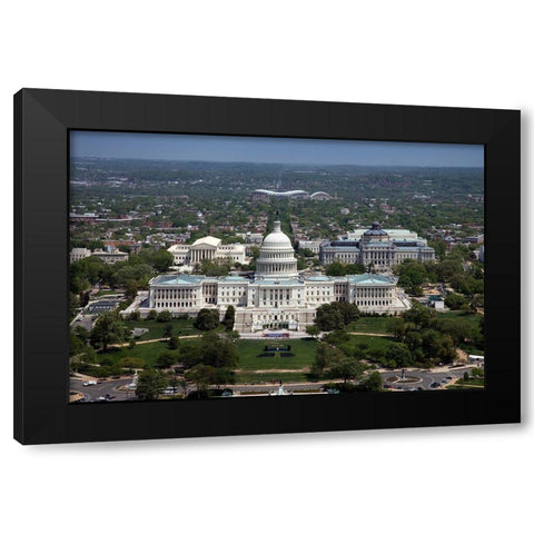 Aerial view, United States Capitol building, Washington, D.C. Black Modern Wood Framed Art Print by Highmith, Carol