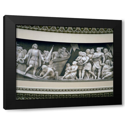 Landing of Columbus frieze in U.S. Capitol dome, Washington, D.C. Black Modern Wood Framed Art Print by Highmith, Carol