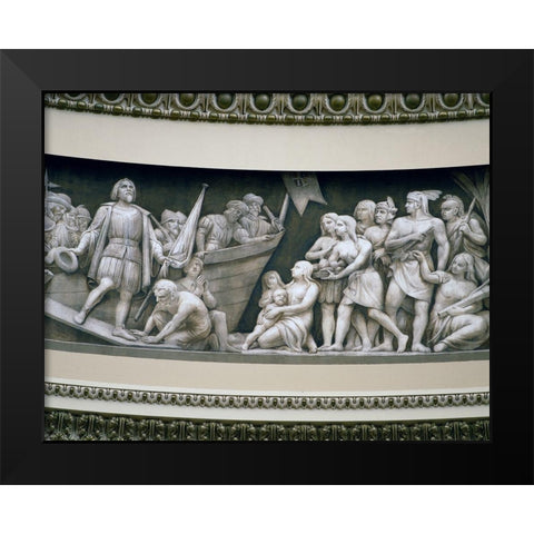 Landing of Columbus frieze in U.S. Capitol dome, Washington, D.C. Black Modern Wood Framed Art Print by Highmith, Carol