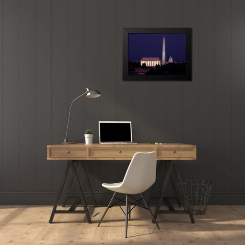 Our treasured monuments at night, Washington D.C. Black Modern Wood Framed Art Print by Highmith, Carol