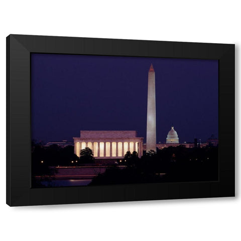 Our treasured monuments at night, Washington D.C. Black Modern Wood Framed Art Print by Highmith, Carol