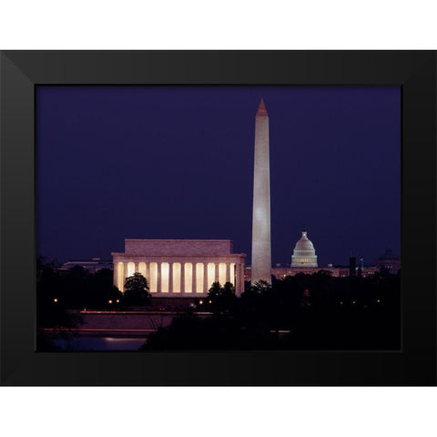 Our treasured monuments at night, Washington D.C. Black Modern Wood Framed Art Print by Highmith, Carol