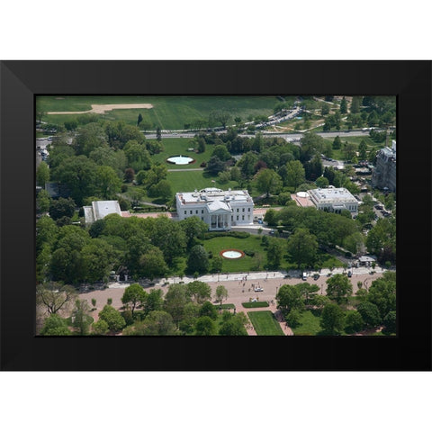 Aerial view of the White House, Washington, D.C. Black Modern Wood Framed Art Print by Highmith, Carol