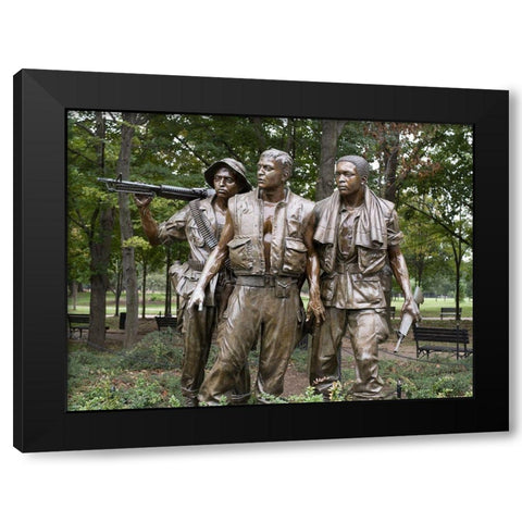 Vietnam memorial soldiers by Frederick Hart, Washington, D.C. Black Modern Wood Framed Art Print with Double Matting by Highmith, Carol