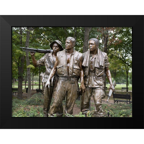 Vietnam memorial soldiers by Frederick Hart, Washington, D.C. Black Modern Wood Framed Art Print by Highmith, Carol