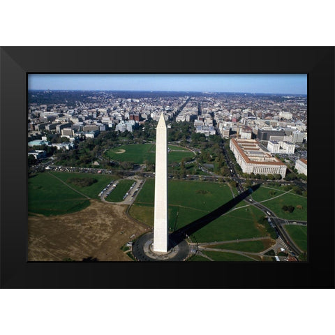 Aerial view of the Washington Monument, Washington, D.C. Black Modern Wood Framed Art Print by Highmith, Carol