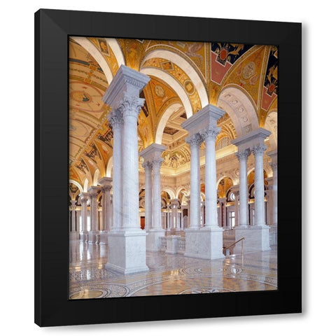 Great Hall, second floor, north. Library of Congress Thomas Jefferson Building, Washington, D.C. Black Modern Wood Framed Art Print by Highmith, Carol