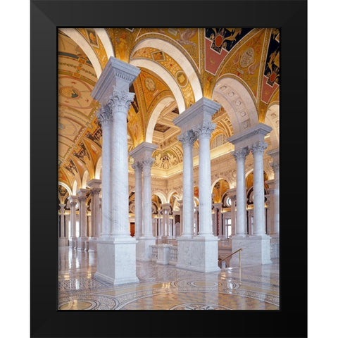 Great Hall, second floor, north. Library of Congress Thomas Jefferson Building, Washington, D.C. Black Modern Wood Framed Art Print by Highmith, Carol
