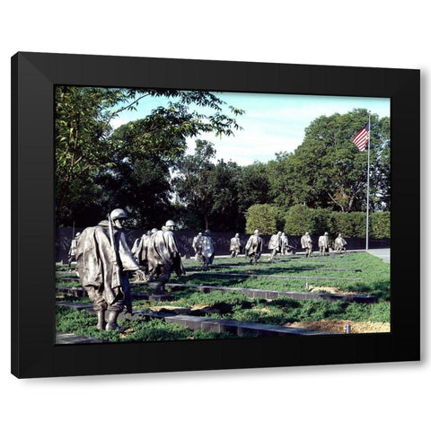 Stainless-steel troopers on patrol at the Korean War Veterans Memorial, Washington, D.C. Black Modern Wood Framed Art Print with Double Matting by Highmith, Carol