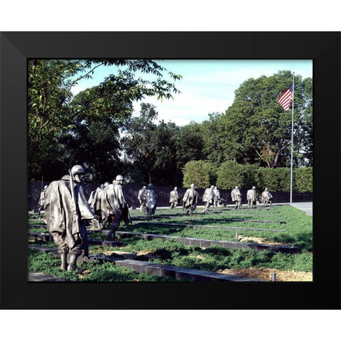 Stainless-steel troopers on patrol at the Korean War Veterans Memorial, Washington, D.C. Black Modern Wood Framed Art Print by Highmith, Carol