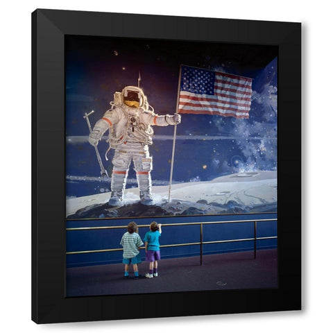 Part of mural The Space Mural, A Cosmic View, at the National Air and Space Museum, Washington, D.C. Black Modern Wood Framed Art Print by Highmith, Carol