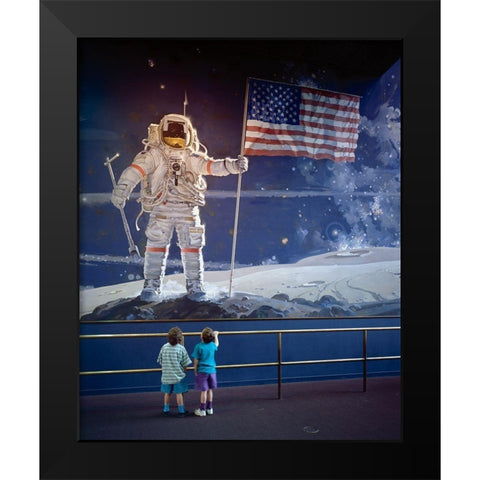 Part of mural The Space Mural, A Cosmic View, at the National Air and Space Museum, Washington, D.C. Black Modern Wood Framed Art Print by Highmith, Carol