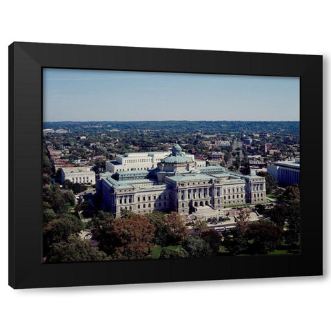 View of the Library of Congress Thomas Jefferson Building from the U.S. Capitol dome, Washington, D. Black Modern Wood Framed Art Print by Highmith, Carol
