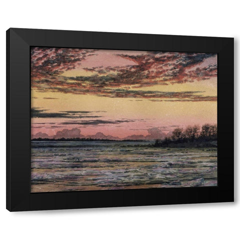 Sunset Over the Ice  Black Modern Wood Framed Art Print by Church, Frederic E.