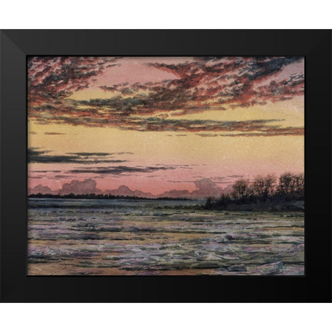 Sunset Over the Ice  Black Modern Wood Framed Art Print by Church, Frederic E.