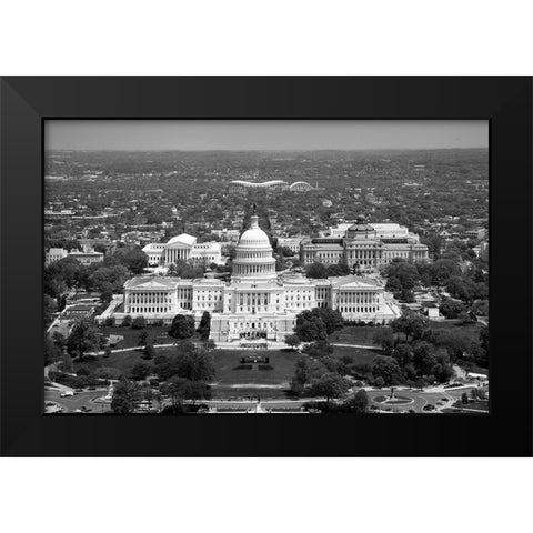 Aerial view, United States Capitol building, Washington, D.C. - Black and White Variant Black Modern Wood Framed Art Print by Highmith, Carol