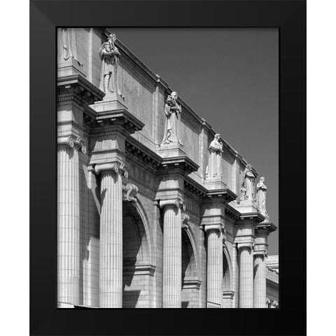 Union Station facade and sentinels, Washington, D.C. - Black and White Variant Black Modern Wood Framed Art Print by Highmith, Carol