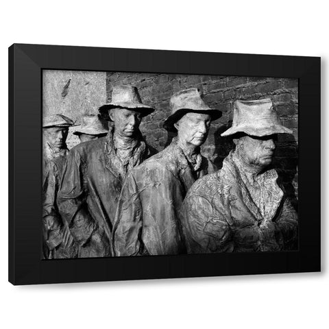 Breadline, F.D.R. Memorial, Washington, D.C. - Black and White Variant Black Modern Wood Framed Art Print with Double Matting by Highmith, Carol