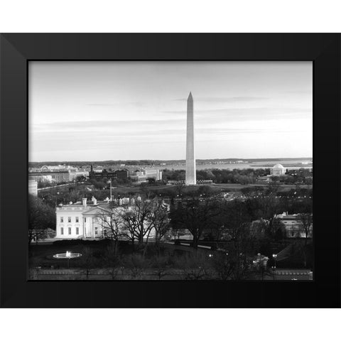 Dawn over the White House, Washington Monument, and Jefferson Memorial, Washington, D.C. - Black and Black Modern Wood Framed Art Print by Highmith, Carol
