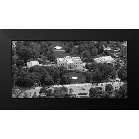 Aerial view of the White House, Washington, D.C. - Black and White Variant Black Modern Wood Framed Art Print by Highmith, Carol