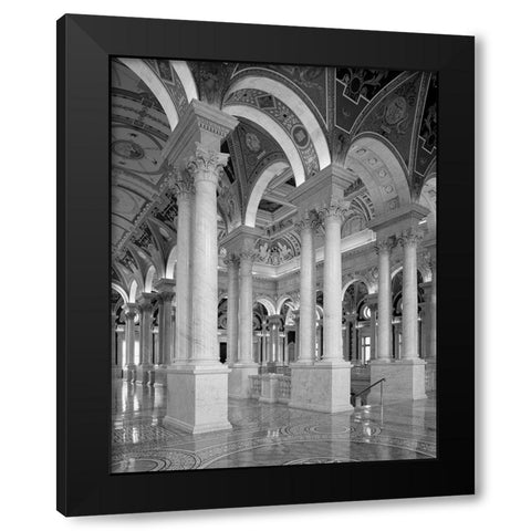Great Hall, second floor, north. Library of Congress Thomas Jefferson Building, Washington, D.C. - B Black Modern Wood Framed Art Print with Double Matting by Highmith, Carol