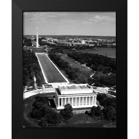 National Mall, Lincoln Memorial and Washington Monument, Washington D.C. - Black and White Variant Black Modern Wood Framed Art Print by Highmith, Carol