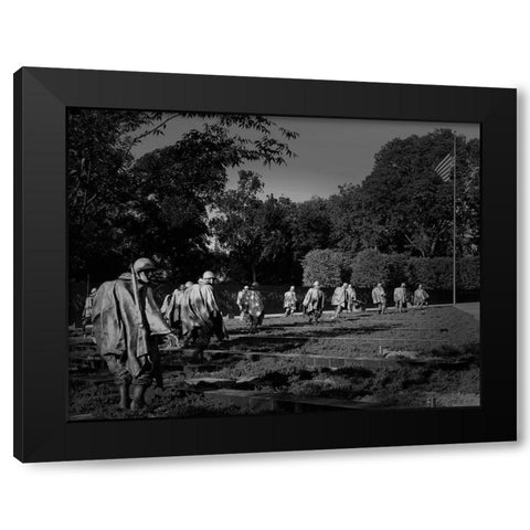 Stainless-steel troopers on patrol at the Korean War Veterans Memorial, Washington, D.C. - Black a Black Modern Wood Framed Art Print with Double Matting by Highmith, Carol