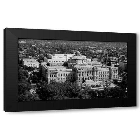 View of the Library of Congress Thomas Jefferson Building from the U.S. Capitol dome, Washington, D. Black Modern Wood Framed Art Print by Highmith, Carol