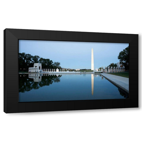 Reflecting pool on the National Mall with the Washington Monument reflected, Washington, D.C. - Vint Black Modern Wood Framed Art Print by Highmith, Carol