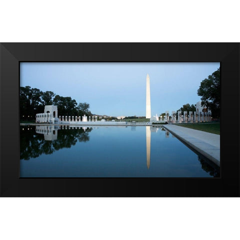 Reflecting pool on the National Mall with the Washington Monument reflected, Washington, D.C. - Vint Black Modern Wood Framed Art Print by Highmith, Carol